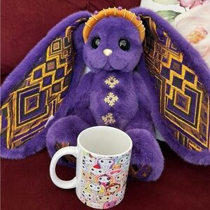 Purple Stuffed Bunny with Gold Accents